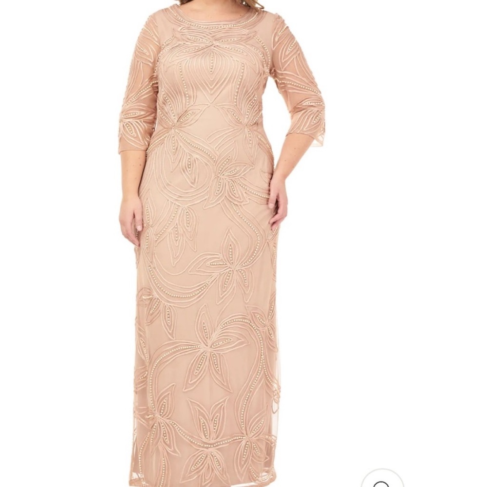 JS collections modern soutache 3/4 sleeves V-Back long dress - Picture 4 of 14